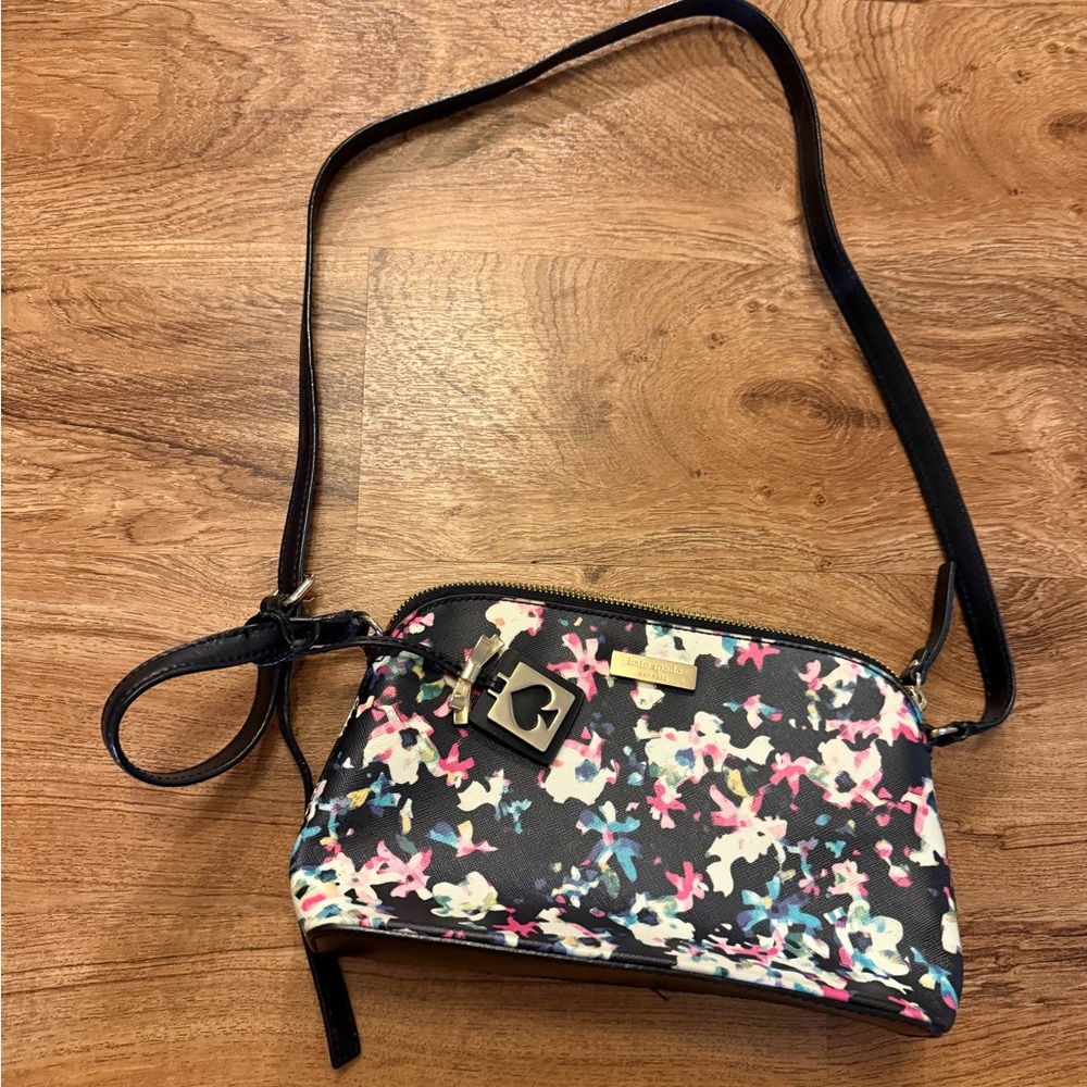 Kate Spade • Black Floral Crossbody Bag with Multi-Color Print